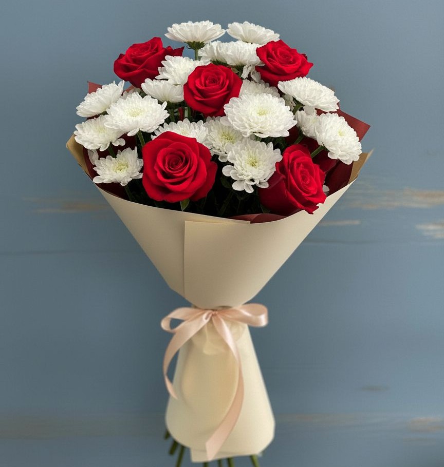 Букет цветов из: Розы и Хризантемы в Нехаевской