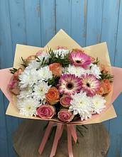 Букет цветов из:  Розы, Герберы и Хризантемы в Нехаевской
