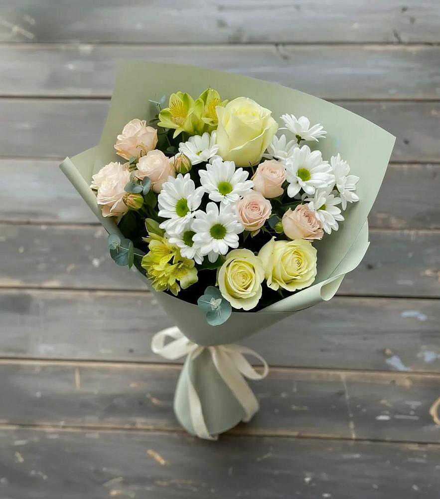 Букет цветов из: Альстромерии, Розы и Хризантемы в Нехаевской