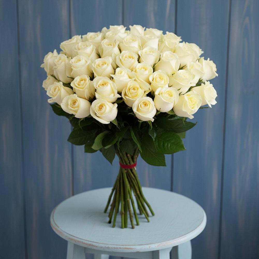 Букет 51 Белая роза Эдлесс Лав в Нехаевской