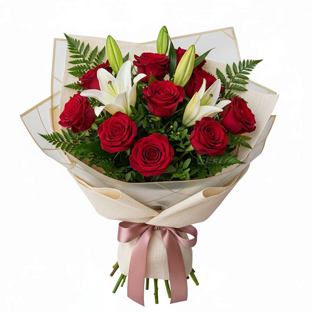 Букет цветов из: Лилии и Розы в Нехаевской