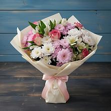 Букет цветов из:  Хризантемы, Альстромерии и Розы в Нехаевской