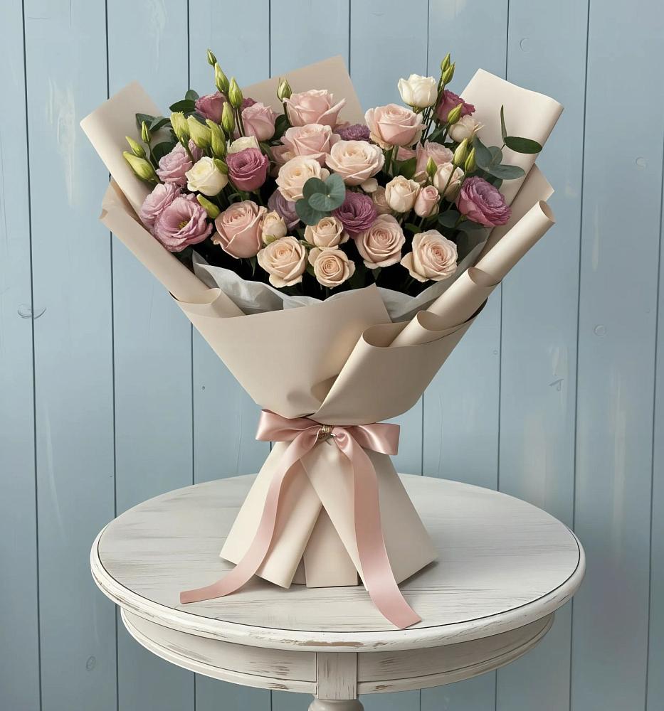 Букет цветов из: Розы и Лизиантусы в Нехаевской