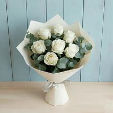 Букет Белые розы в Эвкалипте #REPLACE_PRED# Нехаевской