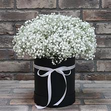 Цветочная композиция из Гипсофила в шляпной коробке в Нехаевской